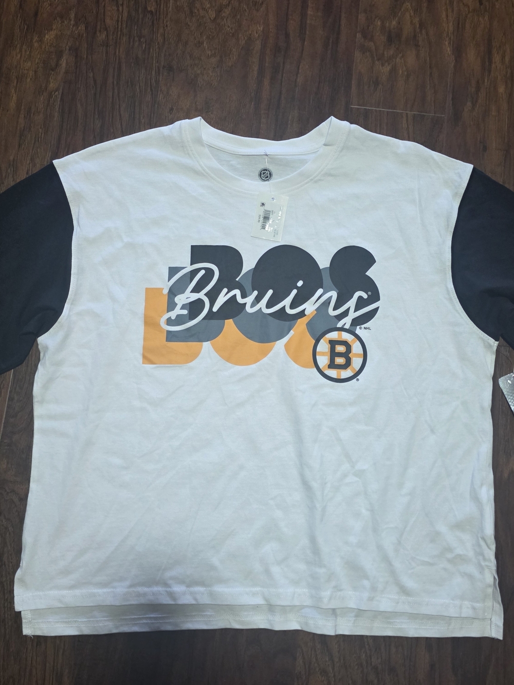 NHL Boston Bruins White Black and Gold Graphic Short Sleeve Tee